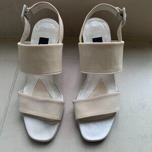 Stuart Weitzman Arianna Stretch Sandal With Wedge Ecru Size 7